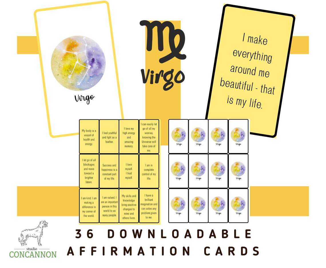 Virgo Affirmation Card Deck Set of Affirmations and Positive Etsy