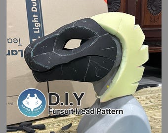 Utahraptor Fursuit Headbase Pattern moving jaw - DOWNLOAD ONLY