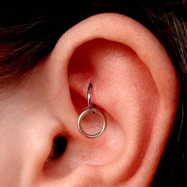 Gold/Silver/Black Simple Clicker Hoop, Surgical Steel Septum Ring, Hinged Segment Hoop Ring, Cartilage Earring, Lip Ring, Piercing Hoop