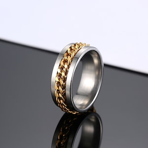 Fidget Ring for Men and Women Black/silver/gold Chain Spinner - Etsy
