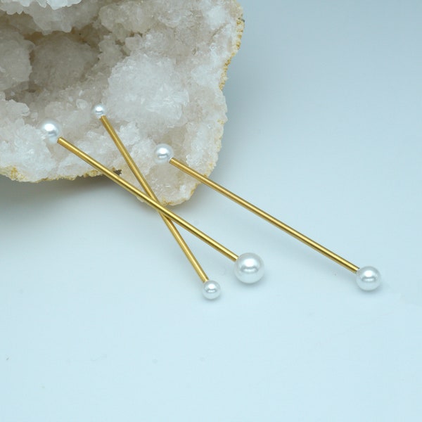 16G Gold/Silver Pearl Industrial Barbell for Industrial Piercing, 32mm 35mm 38mm 45mm Bar Industrial Earring Jewelry, Scaffold Earring