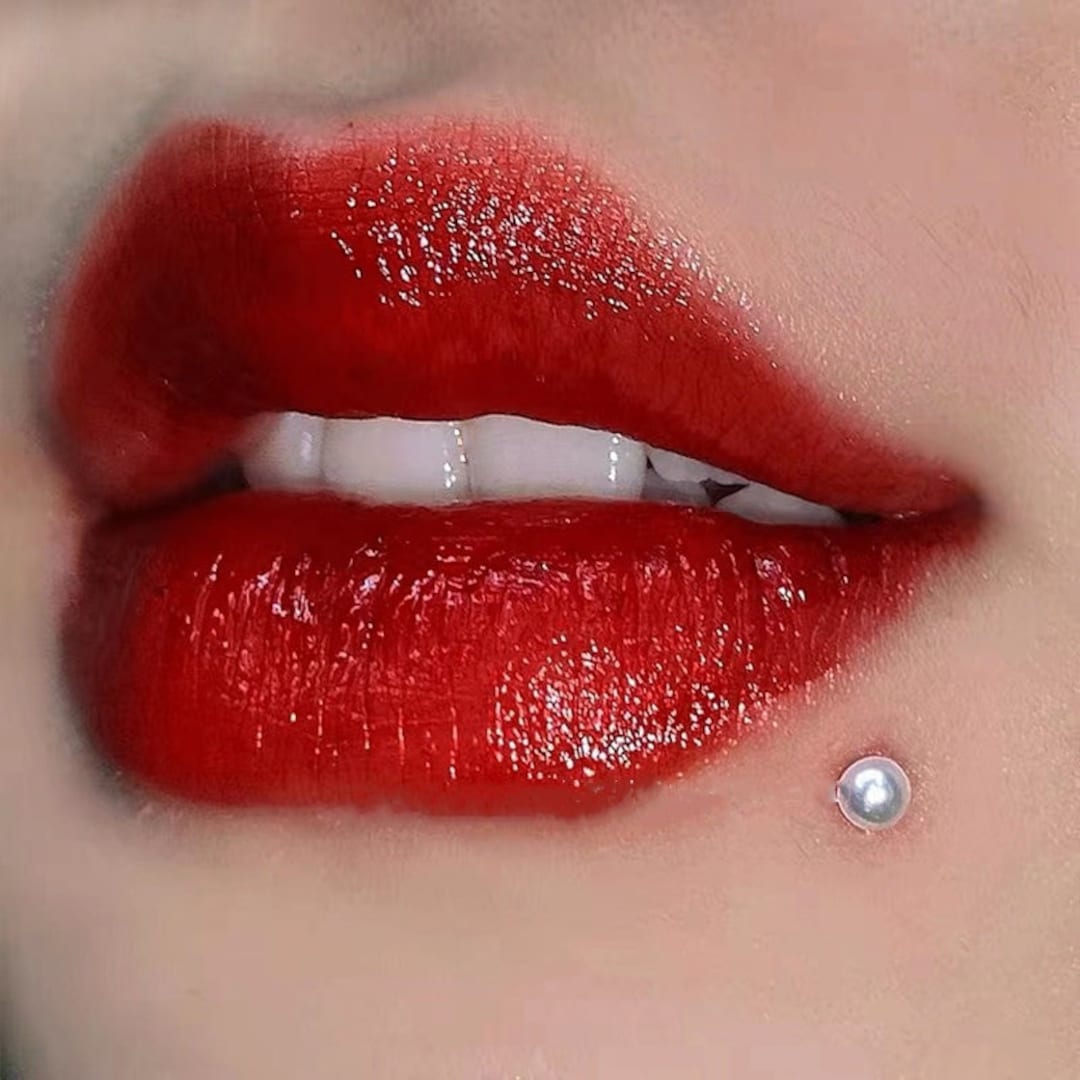 Pearl Lip Ring, Surgical Steel Pearl Labret Ring, 16G 6mm/8mm/10mm/12mm