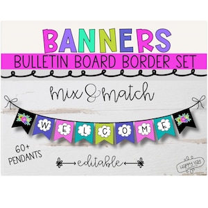 Editable Classroom Banner | Classroom Decor | Back to School | Welcome Banner | Math Banner | Reading Banner |Bulletin Board