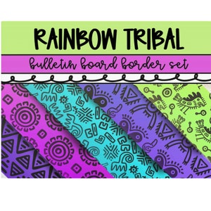 Tribal Rainbow Bulletin Board Set, Cute  Classroom Decor, Instant Download, Homeschool Resources, Rainbow Classroom Theme