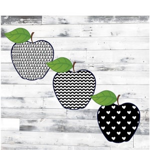 Black and White Apple,  Apple PNG, Teacher Apple PNG, Apple Sublimation PNG, Teacher Clipart, Printable, Digital Download, Back to School