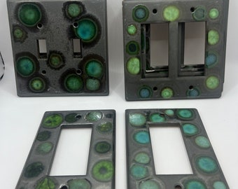 Unique Green and Matte Gray Ceramic Light Switch Covers