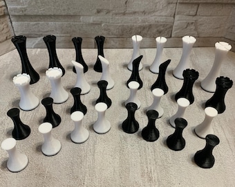 Modern Chess Set - Full Set w/Extra Queen, Weighted, Felt Bottom