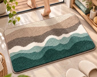 Premium Flocked Bath Mat, Soft Absorbent Non Slip Bathroom Rug