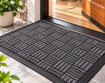 Non Slip Doormat Indoor Outdoor, Durable Dustproof Entrance Rug, Waterproof Door Mat, Textured Entryway Carpet, Modern Home Floor Mat