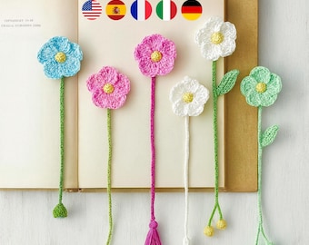 Flower Bookmark crochet pattern, PDF – DIY Crochet Gift, flower of Sense pattern, book lover gift pattern, easy crochet for beginner.