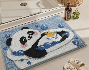 Animal Plush Bath Mat, Soft Microfiber Bathroom Rug, Non Slip Shower Mat