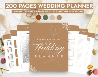 Earth Tones Wedding Planner, Wedding invitations, Wedding Printable