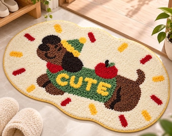 Cartoon Bathroom Rug, Soft Flocked Bath Mat, Absorbent Non Slip Floor Mat