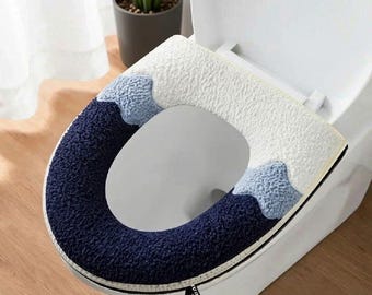 Plush Toilet Seat Cover, Washable Bathroom Mat, Soft Toilet Ring Cover