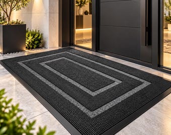 Front Door Mat Non Slip, Durable Low Profile Welcome Mat, Heavy Duty Waterproof Doormat, Stain Resistant Entrance Rug, Modern Home Floor Mat