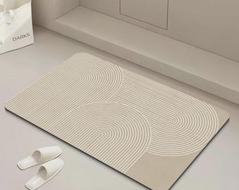 Diatomaceous Earth Bath Mat, Soft Absorbent Bathroom Rug, Non Slip Shower Mat