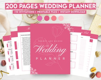 Blush Pink Wedding Planner, Wedding invitations, Wedding Printable