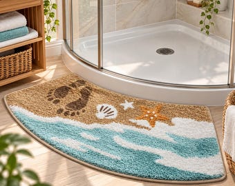 Curved Bathroom Rug, Soft Tufted Bath Mat, Absorbent Non Slip Floor Mat