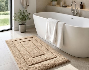 Washable Bathroom Rug, Soft Microfiber Bath Mat, Non Slip Shower Floor Mat
