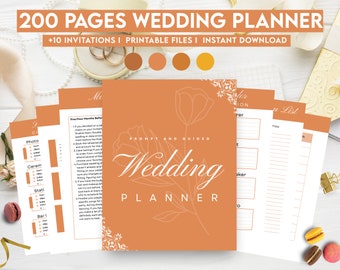 Orange Wedding Planner, Wedding invitations, Wedding Printable