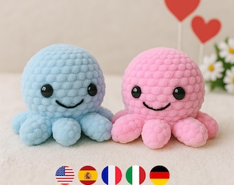 Octopus Crochet Patterns – Cute Kawaii Amigurumi, Cozy Plushies, Sea Animal Crochet Pattern PDF, kids toy crochet pattern, easy beginners.