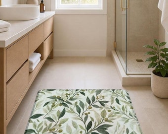 Floral Bath Mat, Extra Thick Soft Bathroom Rug, Absorbent Non Slip Floor Mat