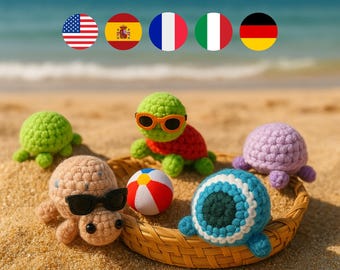 Mini Turtles Crochet Patterns – Cute Kawaii Amigurumi, Cozy Plushies, Sea Animal Crochet Pattern PDF, toys crochet pattern, easy beginners.