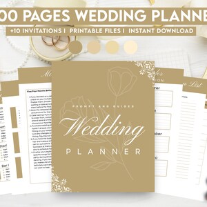Champagne Wedding Planner, Wedding invitations, Wedding Printable