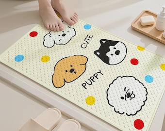 Cartoon PVC Bath Mat, Non Slip Shower Rug, Double Sided Bathroom Floor Mat