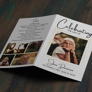 Funeral Program Template, Self Editable and Easy to Print at Home. Half ...