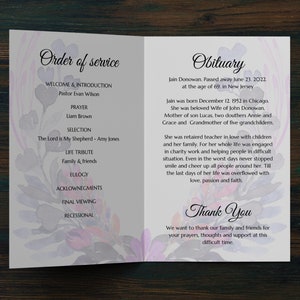 Funeral Program Template, Self Editable and Easy to Print at Home. Half ...