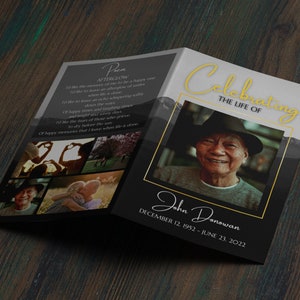 Funeral Program Template, Self Editable and Easy to Print at Home. Half ...