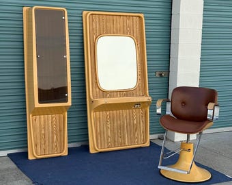 1970's Vintage Vanity Station Set w/ Barber's Chair