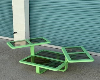 1980's Postmodern Green Lacquered Articulating Coffee Table