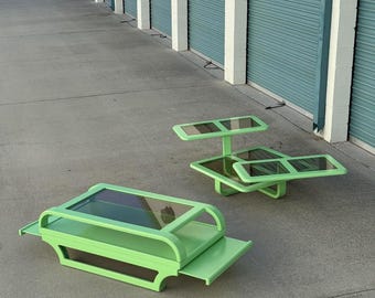 1980's Postmodern Green Lacquered 'Flight' Coffee Table