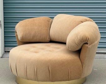 1970's Deco Camel Mohair Lounger