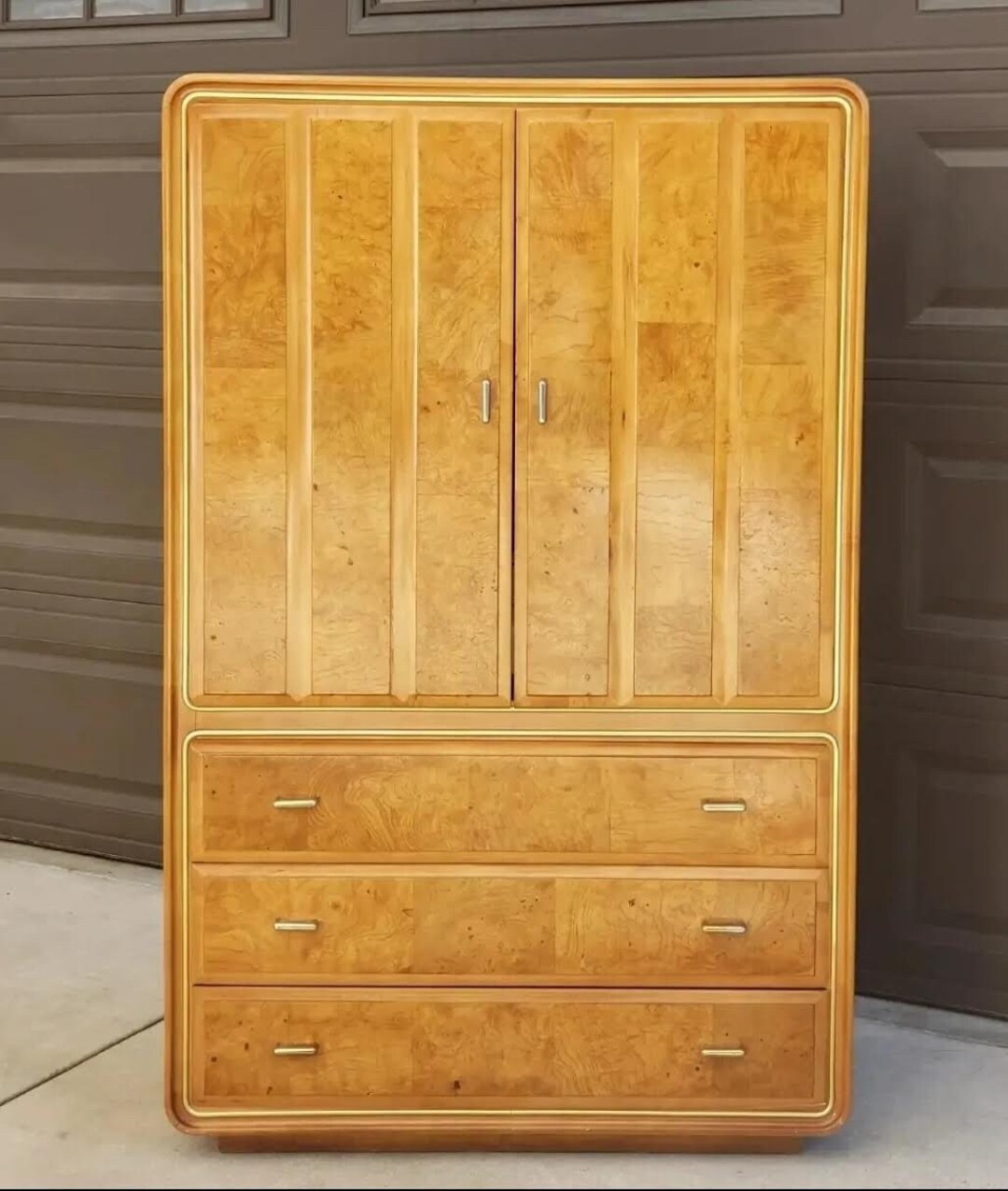 1970's Deco Burl Wood Dresser Armoire by American of Etsy