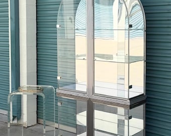 1970's Acrylic and Chrome Mirrored Curio Cabinet