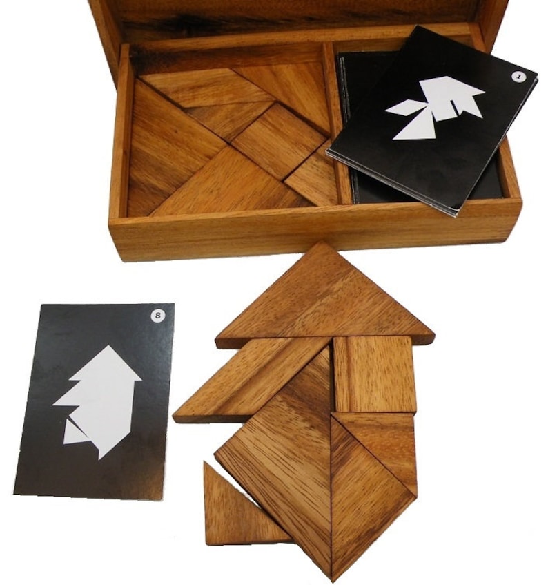 Logic Tangram Set (of 2) With Play Options Wooden Puzzle Game - Etsy