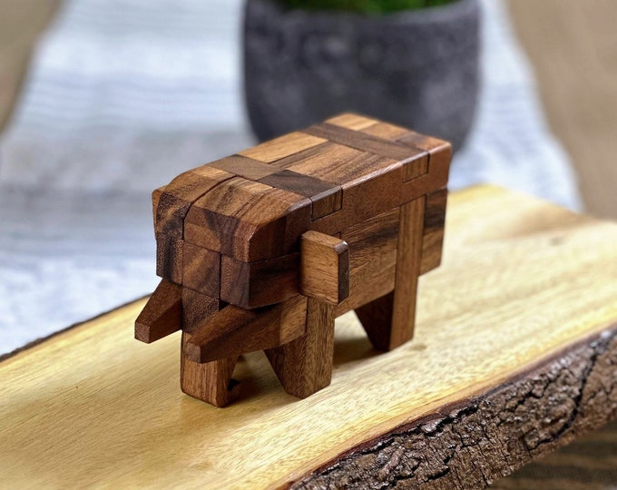 Elephant Kumiki Large - 3D Brain Teaser Wooden Puzzle
