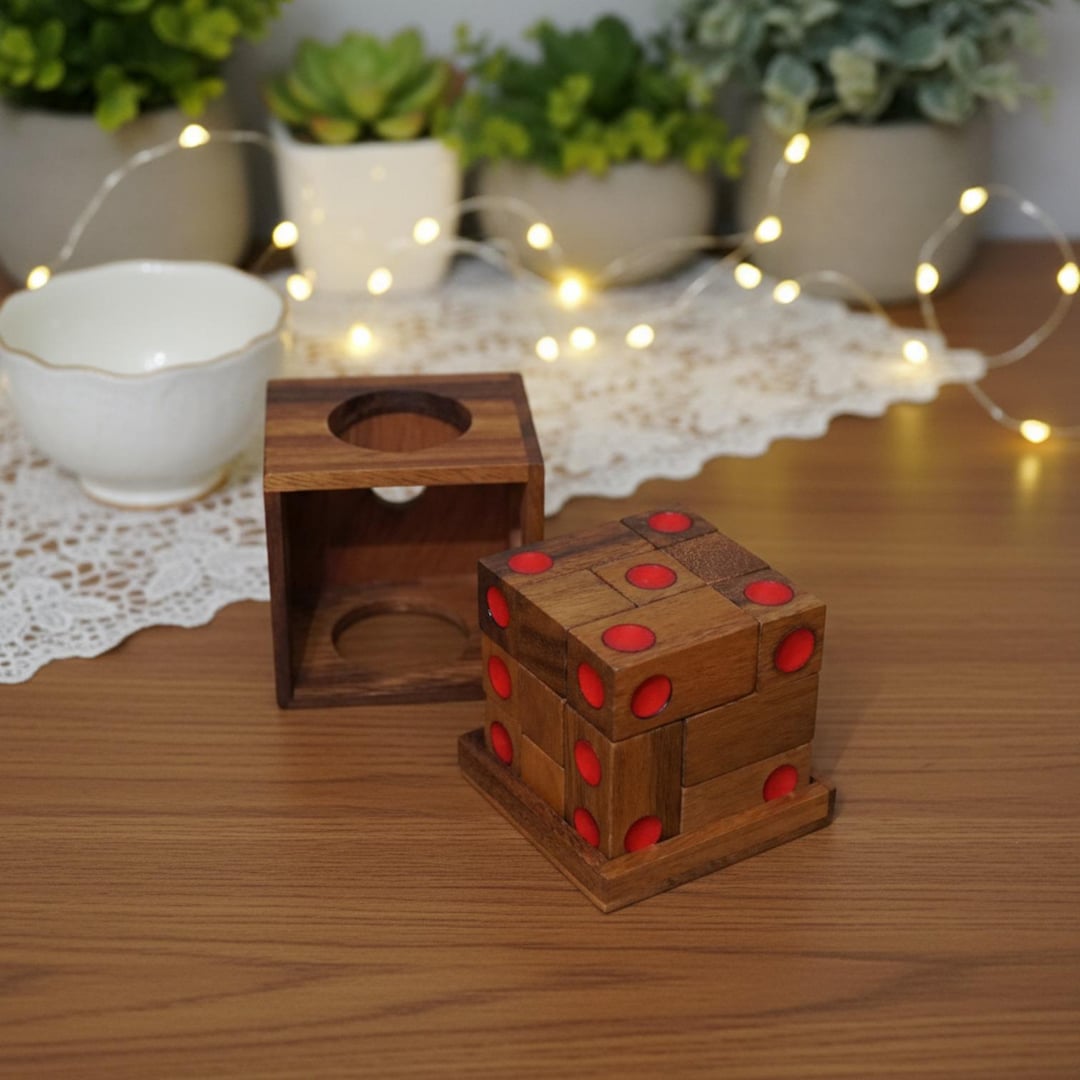 Dice Cube - 3D Wooden Brain Teaser Puzzle - Etsy