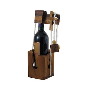 Think-n-Drink - Wooden Wine Bottle Puzzle Brain Teaser