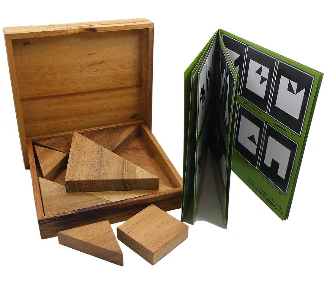 Tangram - Wooden Brain Teaser Puzzle - Etsy