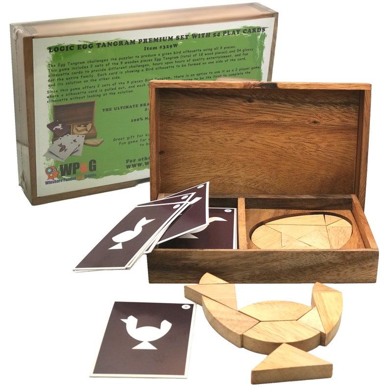 Logic Egg Tangram Set (of 2) With 54 Playing Options Wooden Puzzle Game ...
