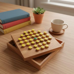 Solitaire Hexagon 37 Pegs - Strategy Wooden Game