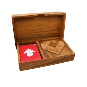 Logic Heart Tangram Set with play Cards Wooden Puzzle Game