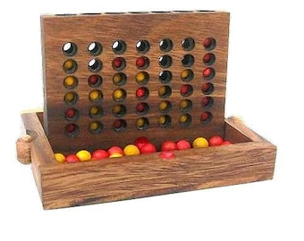 Four In A Row  - Wooden Strategy Game