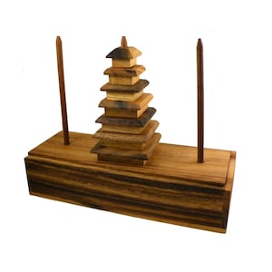 Tower of Hanoi Chedi - Wooden Brain Teaser Puzzle