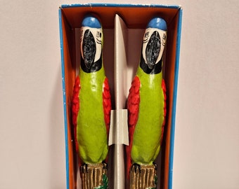 Boston Warehouse Vintage Hawaii/Tiki Parrot 10" Taper Candle Set (2001)