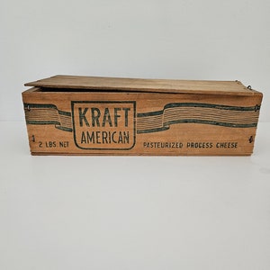 Vintage Kraft American Cheese Pasteurized Process Cheese:  2 Pound Wooden Crate Box